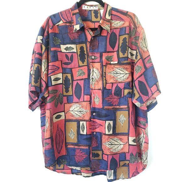 Fenn Wright Manson Other - Vintage 100% silk leaf print shirt, size medium